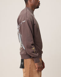 Saint Morta Divine Reverence Boxy Crewneck Brown