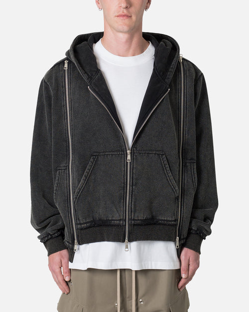 MNML Dual Zipper Hoodie Washed Black