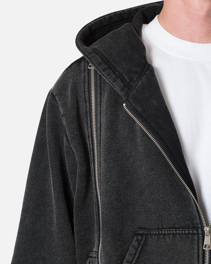 MNML Dual Zipper Hoodie Washed Black