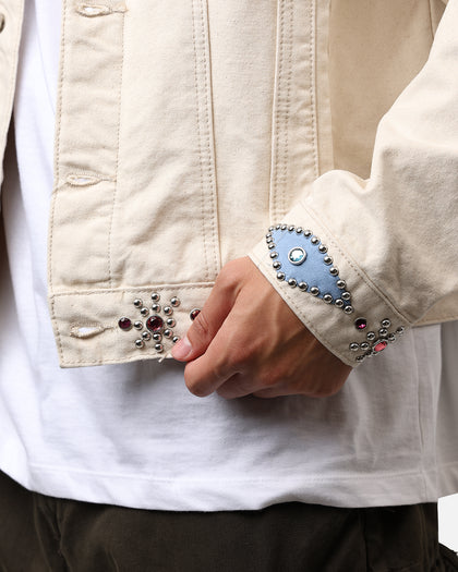 MNML Jewel Studded Trucker Jacket White