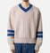 MNML Varsity V Neck Sweater Off White/Blue