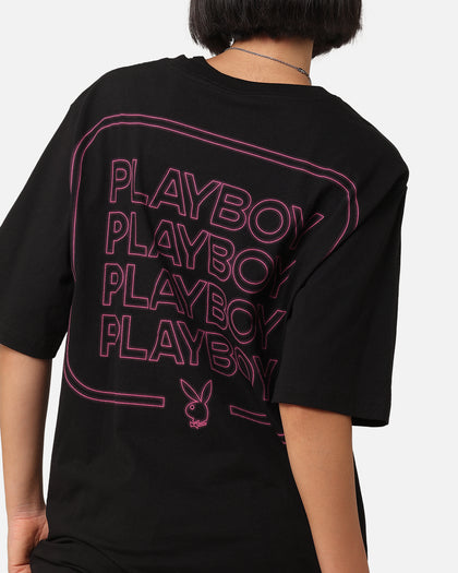 Playboy Neon Stack T-Shirt Black/Pink