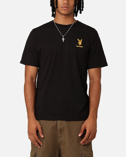 Playboy Linear Classic Bunny Stack T-Shirt Washed Black