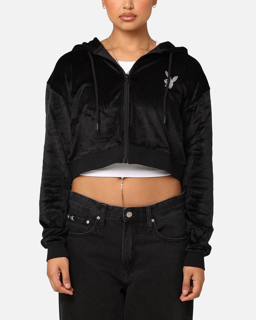 【極美品】PLAYBOY COLLECTION スエード調 ジャケット 黒 L Velour Playboy Zip Font Hoodie - Black | Fashion Nova