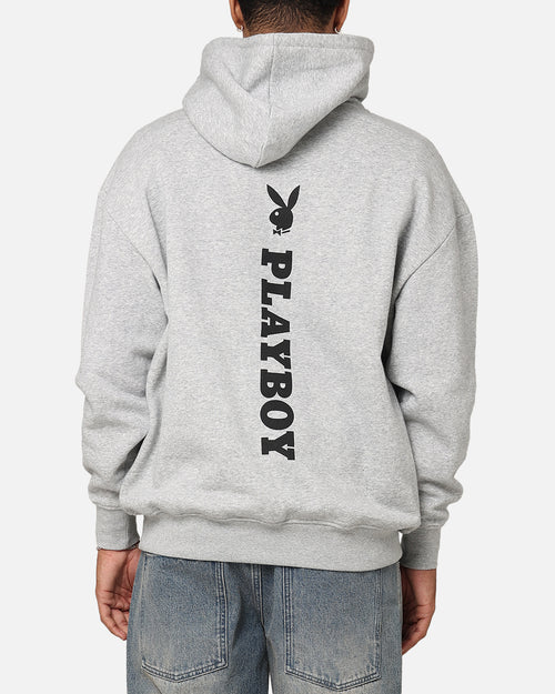 Playboy Logo Lockup Hoodie Grey Marle