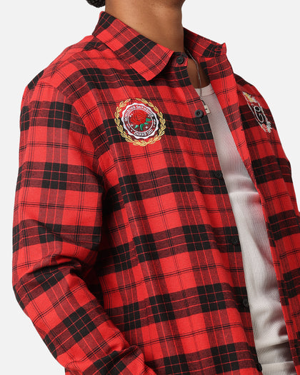 Carre Academy Long Sleeve Button Up Shirt Red Tartan