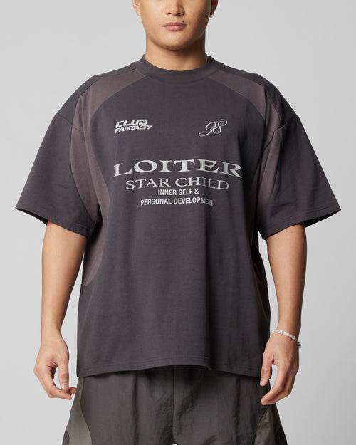 Loiter Subcultural Panel T-Shirt Charcoal
