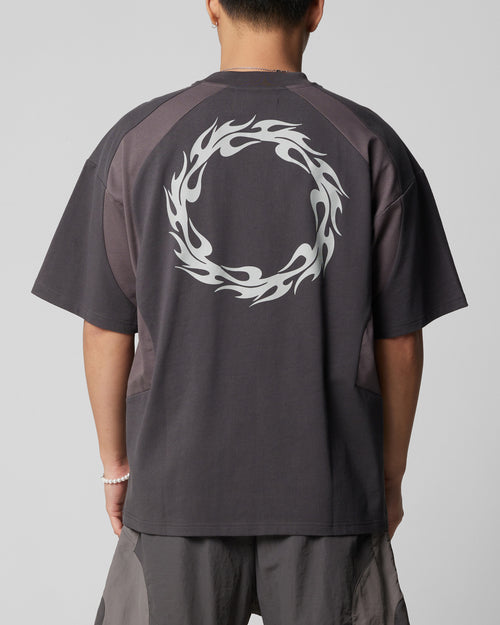 Loiter Subcultural Panel T-Shirt Charcoal