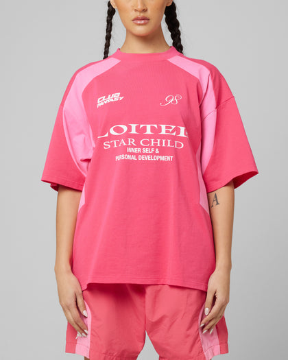 Loiter Subcultural Panel T-Shirt Pink