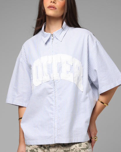 Loiter Studio Zip Shirt Blue Stripe