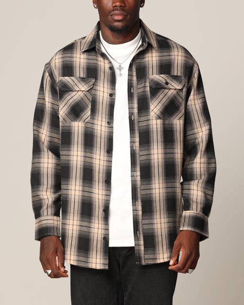 Saint Morta Icon Flannel Shirt Tan/Black