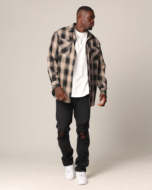 Saint Morta Icon Flannel Shirt Tan/Black