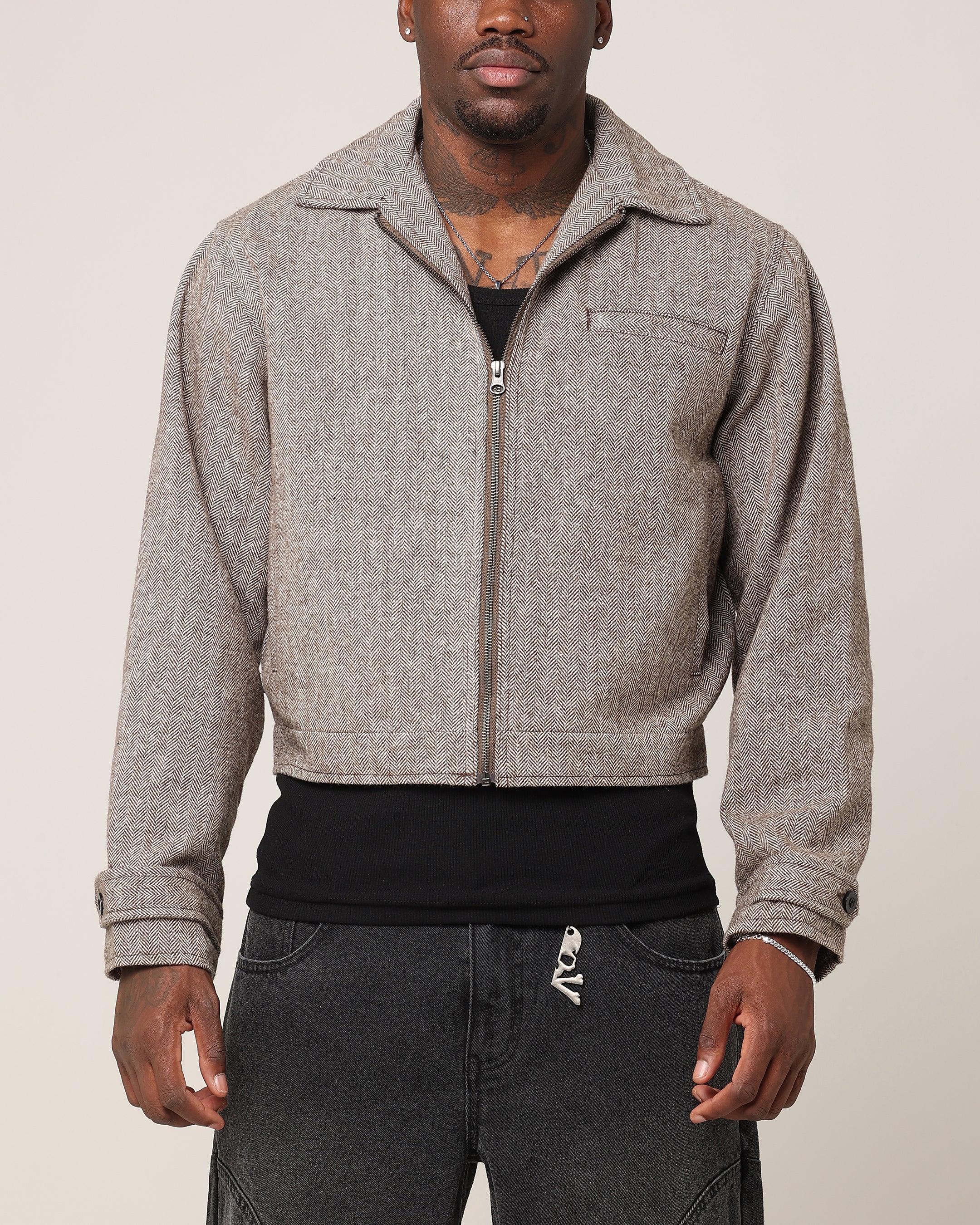 Saint Morta Tweed Cropped Jacket Brown | Culture Kings