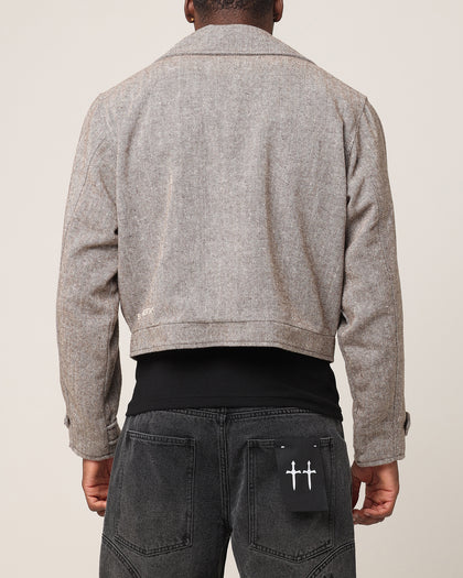 Saint Morta Tweed Cropped Jacket Brown