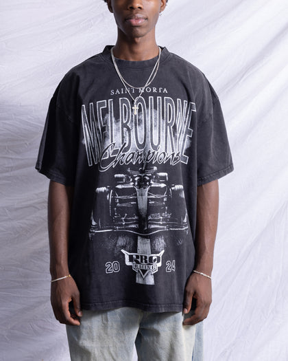 Saint Morta Melbourne Champions Racing T-Shirt Black Acidwash