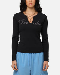 Jordan Women's Long-Sleeve Ribbed Knit Top Black/Medium Grey