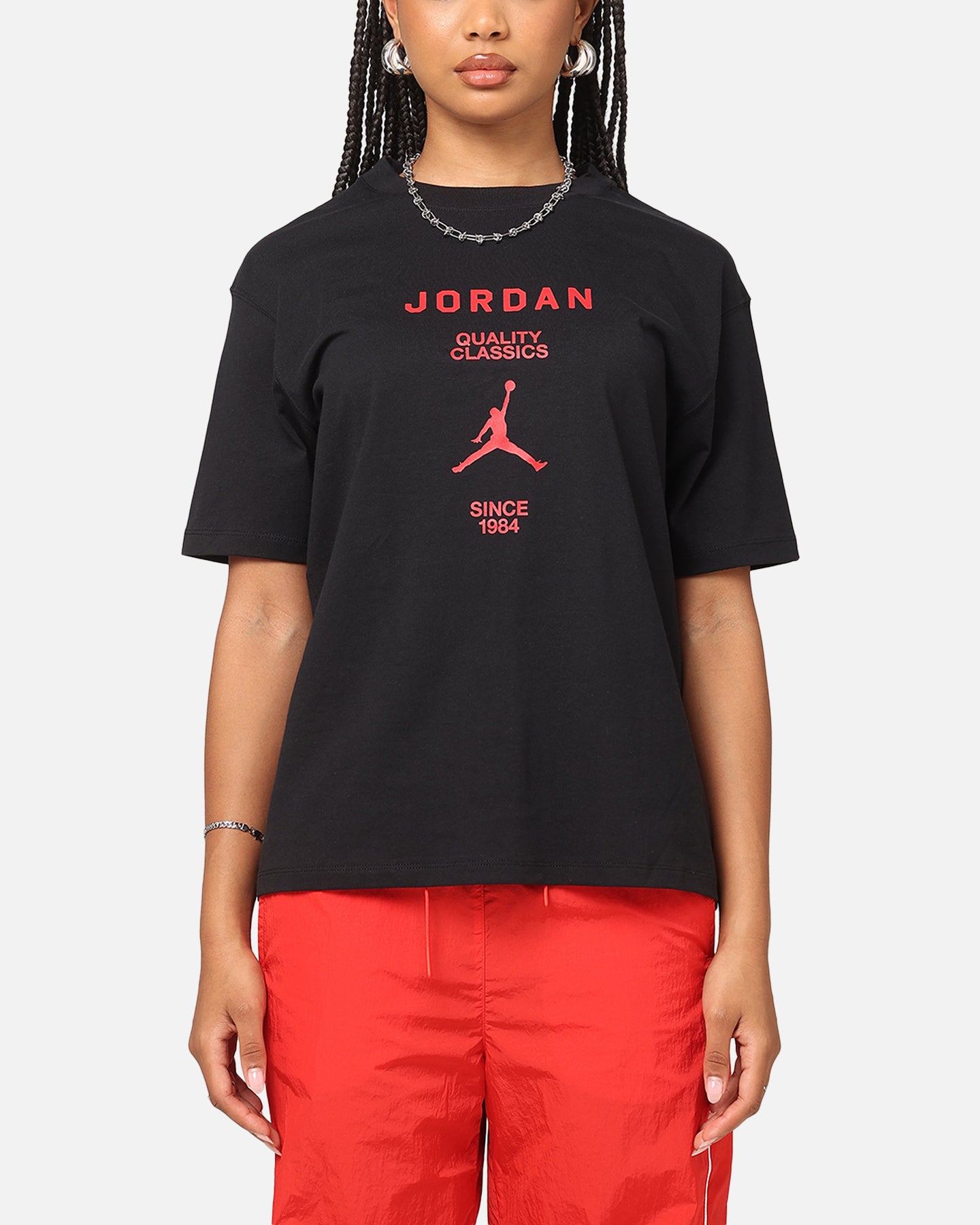 red and black jordan shirt women's
