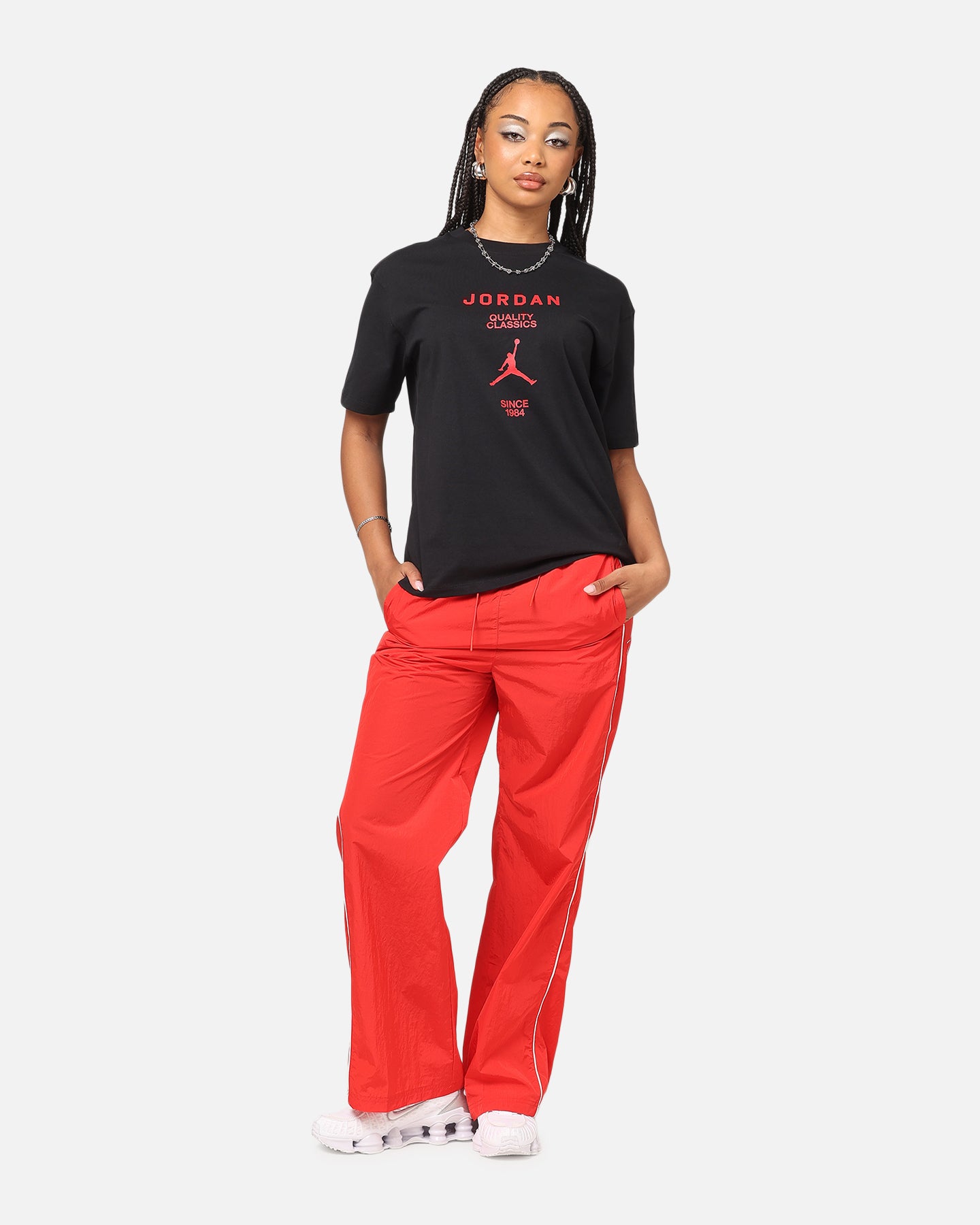 red and black jordan shirt women's