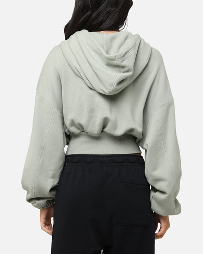 Nike Women's Sportswear Oversized Cropped Fleece Pullover Hoodie Jade Horizon