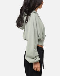 Nike Women's Sportswear Oversized Cropped Fleece Pullover Hoodie Jade Horizon