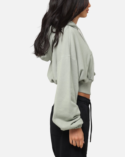 Nike Women's Sportswear Oversized Cropped Fleece Pullover Hoodie Jade Horizon