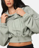 Nike Women's Sportswear Oversized Cropped Fleece Pullover Hoodie Jade Horizon