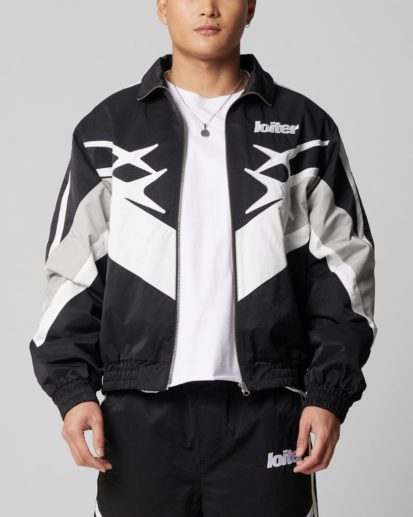 Loiter Hybrid Track Jacket Black/Grey | Culture Kings