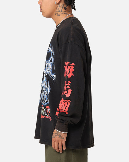 Goat Crew X Yu-Gi-Oh! Seto Kaiba Long Sleeve T-Shirt Black Wash