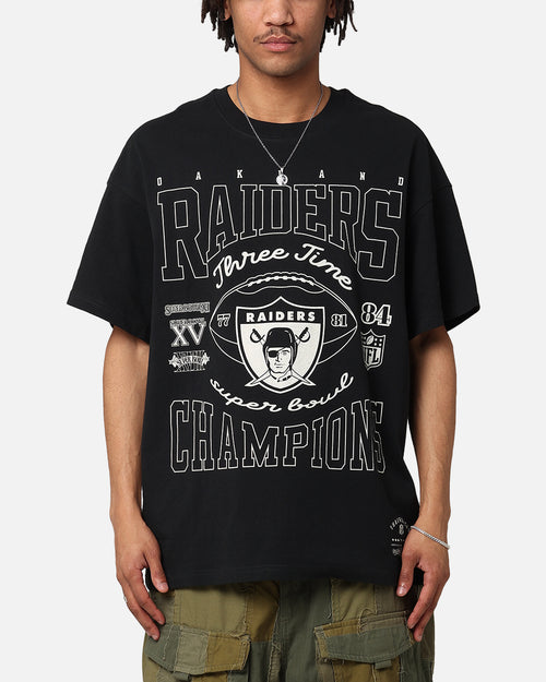 Mitchell & Ness Oakland Raiders 3 Time Super Bowl Champions T-Shirt Faded Black