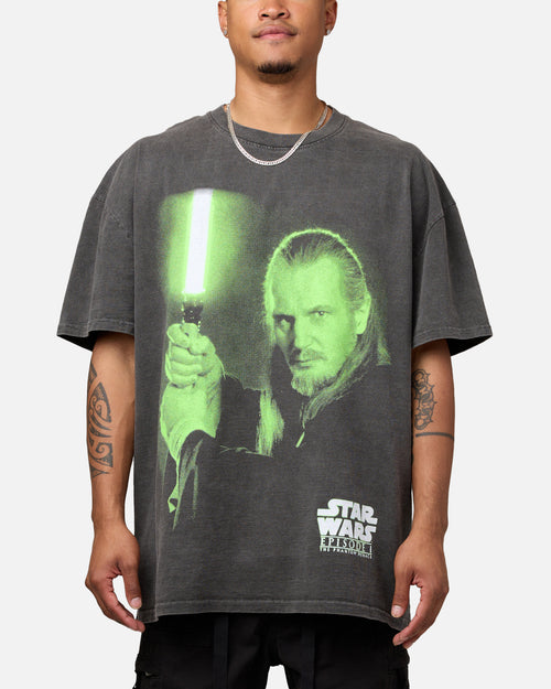 Star Wars Qui Gon Jinn Heavyweight T-Shirt Black Wash