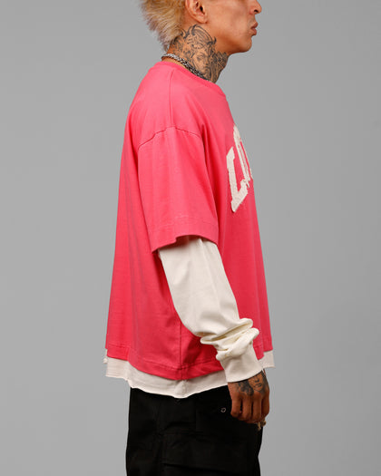 Loiter Impact Long Sleeve T-Shirt Washed Pink/White