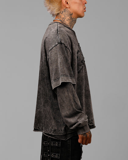 Loiter Impact Long Sleeve T-Shirt Washed Black/White