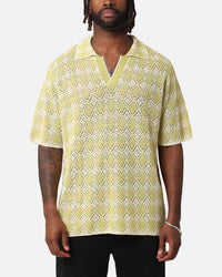 XXIII Diamonds Crochet Polo Shirt Lime