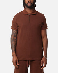 XXIII Ethan Quarter Zip Polo Shirt Brown