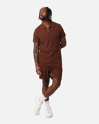 XXIII Ethan Quarter Zip Polo Shirt Brown