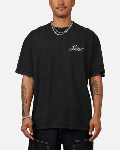 Saint Morta Guardian T-Shirt Black Acidwash