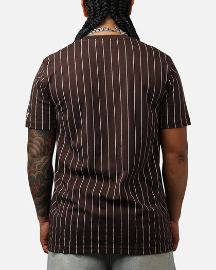 New Era San Diego Padres Throwback Pinstripe T-Shirt Brown