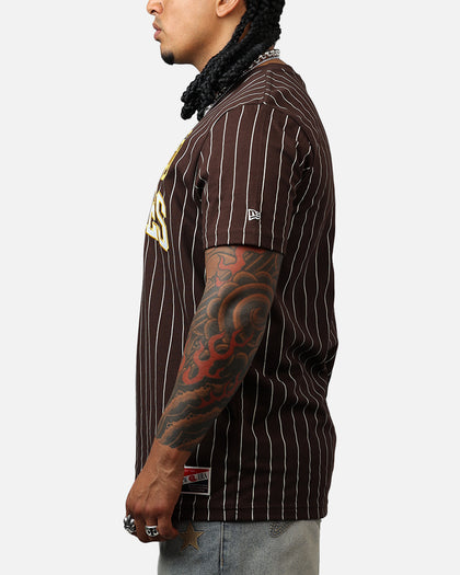 New Era San Diego Padres Throwback Pinstripe T-Shirt Brown