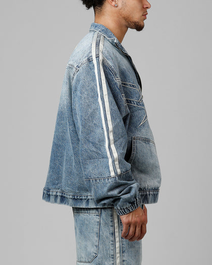 Loiter Track Star Denim Jacket Blue Wash
