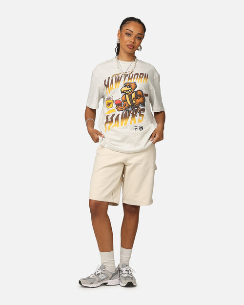 Mitchell & Ness Hawthorn Hawks Mascot Character T-Shirt Silver Marle
