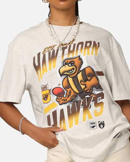 Mitchell & Ness Hawthorn Hawks Mascot Character T-Shirt Silver Marle
