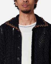 MNML Chunky Distressed Cardigan Black
