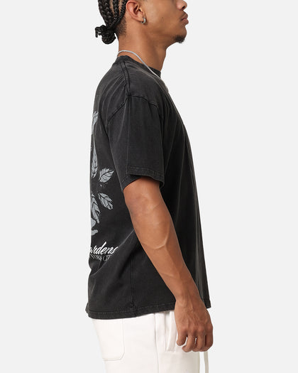 Saint Morta Flower Press Drop T-Shirt Black Acidwash