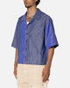 MNML Cropped Panel Stripe Shirt Blue