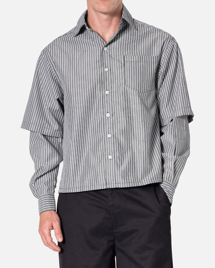 MNML Double Layer Pinstripe Shirt Black