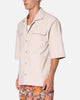 MNML Lined Woven Nylon Button Up Shirt Stone