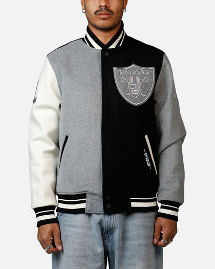 Pro Standard Las Vegas Raiders Reverse French Terry Wool Varsity Jacket Black/Grey