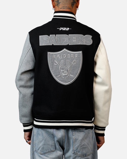 Pro Standard Las Vegas Raiders Reverse French Terry Wool Varsity Jacket Black/Grey