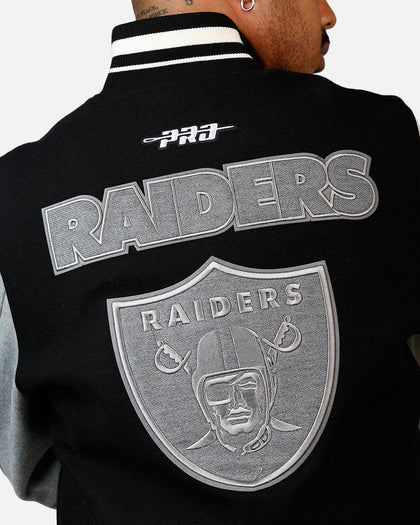 Pro Standard Las Vegas Raiders Reverse French Terry Wool Varsity Jacket Black/Grey