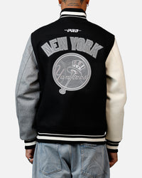 Pro Standard New York Yankees Reverse French Terry Wool Varsity Jacket Black/Grey